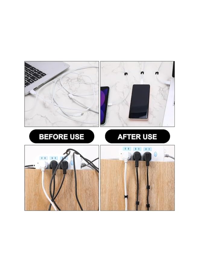 Green Tiger 100 Pcs Adhesive Cable Clips, Wire Holder Organizer, Cable Organizers Wire Clips for Cable Management Under Desk, Hide Cable, Light Clips Hooks, Cable Holder Clips for Office Home (Black) - Image 3