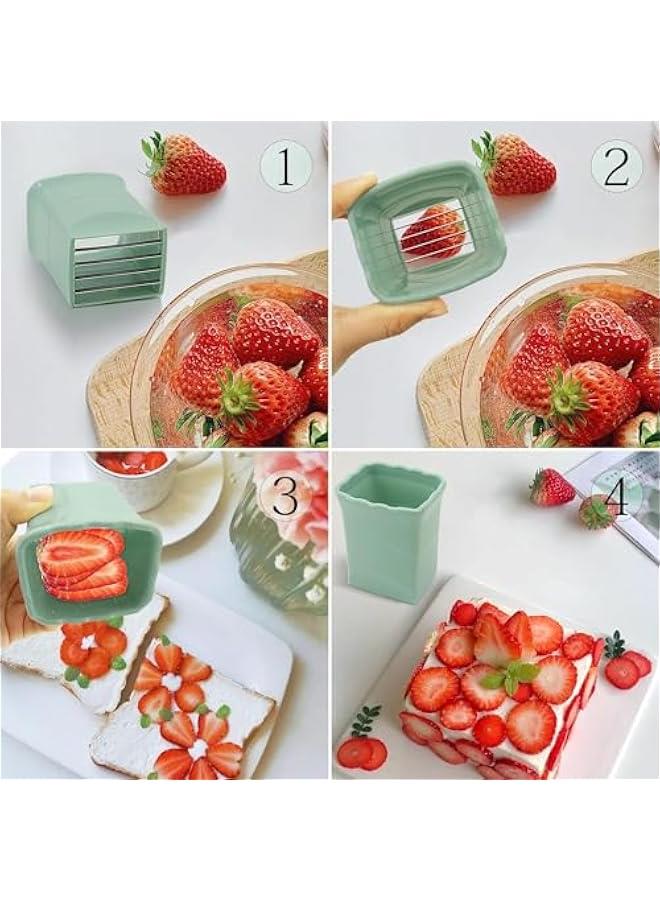 هوكور قطاعة اكواب من تراسل، 3 قطع من قطاعة الفراولة: قطاعة اكواب الفاكهة، قطاعة اكواب للفراولة، قطاعة بيض وموز لصنع الفواكه والخضروات والسلطة والفراولة، اداة مطبخ صغيرة - Image 5