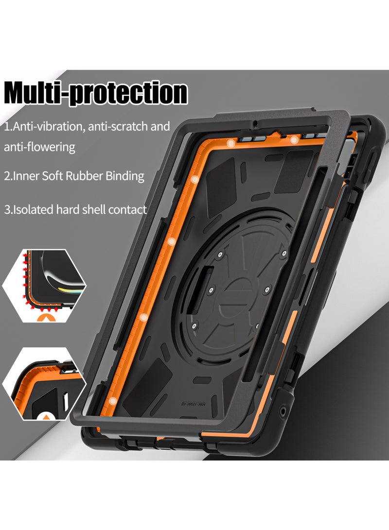 روك بو جراب لجهاز iPad Pro مقاس 11 بوصة (M5/M4) 2025/2024 غطاء سيليكون قوي ومتين مع حزام يد يدور 360 درجة وحامل مخفي قابل للطي لجهاز iPad Pro مقاس 11 بوصة M5/M4 2024/2025 - Image 5