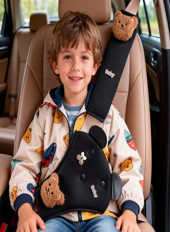 Zigihos Seat Belt Cover Pad for Kids, Cute Animal Child Seatbelt Covers & Triangle Cushion for Girls and Boys (Bear(Black)) - Image 5