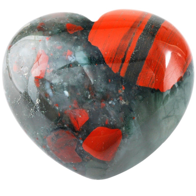 Rockcloud Healing Crystal Africa Bloodstone Heart Love Carved Palm Worry Stone Chakra Reiki Balancing - Image 1