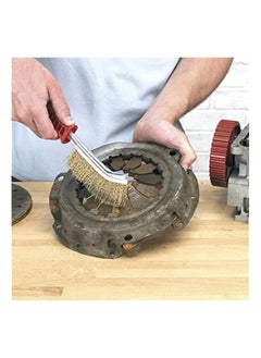 erorex Steel Coated Hand Brush Wire Brush With Pvc Handle For Cleaning Rust & Slag (Gold)  - Image 3
