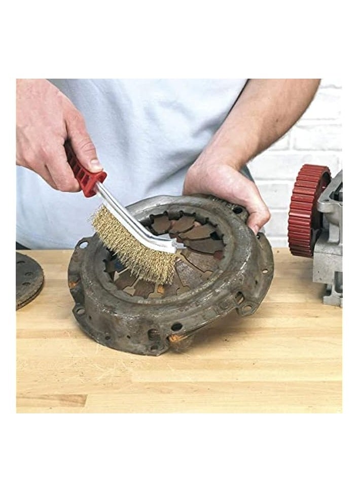 erorex Steel Coated Hand Brush Wire Brush With Pvc Handle For Cleaning Rust & Slag (Gold)  - Image 3