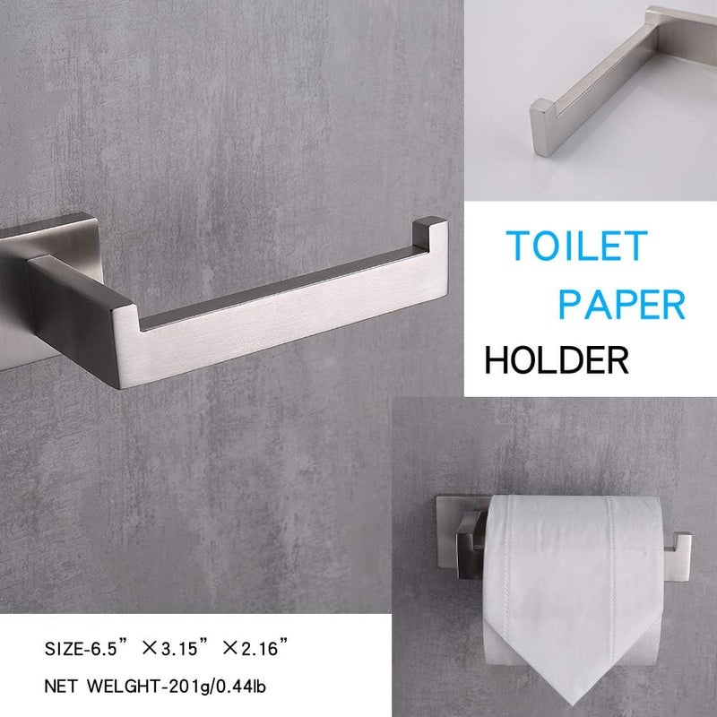 TASTOS Toilet Paper Holder Brushed Nickel, Toilet Tissue Roll Holders Dispenser and Hangers Wall Mounted for Bathroom & Kitchen, Stainless Steel Modern Square Style (Silver) - Image 2