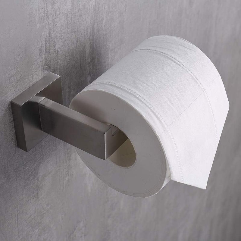 TASTOS Toilet Paper Holder Brushed Nickel, Toilet Tissue Roll Holders Dispenser and Hangers Wall Mounted for Bathroom & Kitchen, Stainless Steel Modern Square Style (Silver) - Image 3