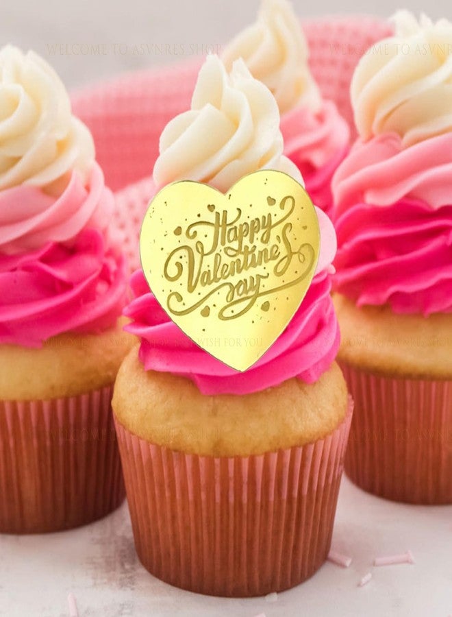 ASVNRES Valentine's Day Love Heart Letter Cupcake Toppers Acrylic Cake Topper, Minimalist Gold Cake Decoration Circle Various Shapes DIY Party Supplies (11) - Image 3