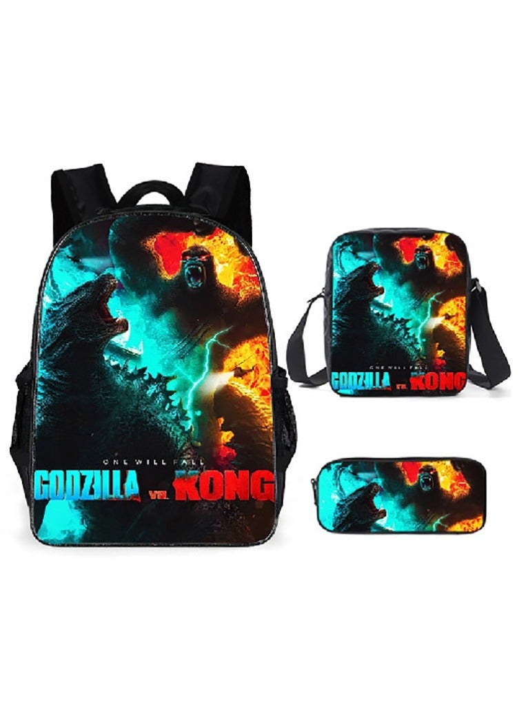 Godzilla New Godzilla Student Backpack Three-piece Set 29*16*42cm