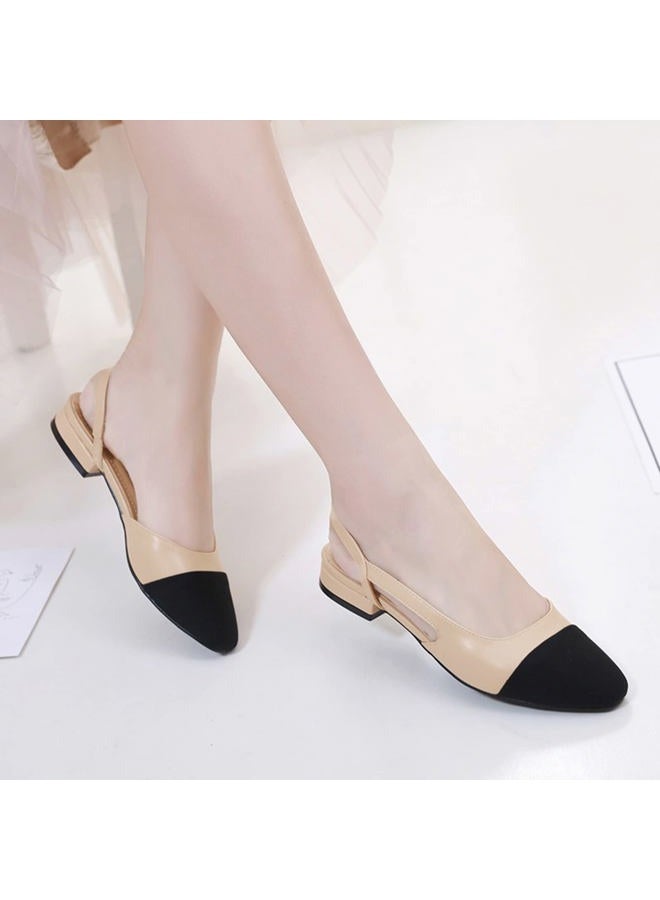 MICIFA Women's Slingback Flat Pumps, Round Toe Low heel Sandals Fashion Splicing Dress Shoes for Women - Image 2