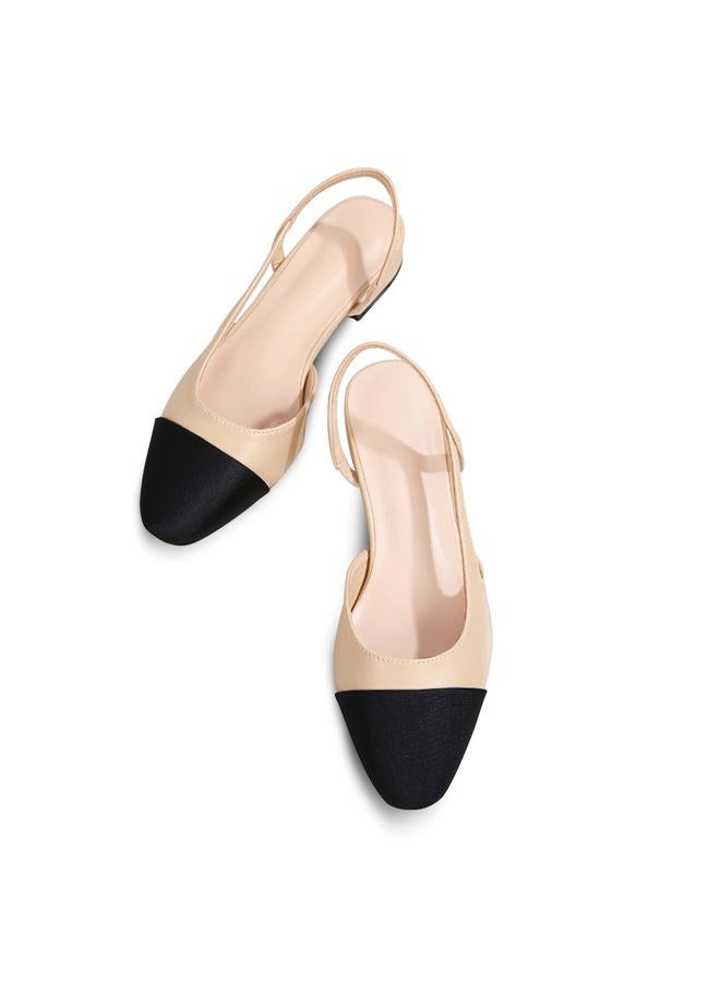 MICIFA Women's Slingback Flat Pumps, Round Toe Low heel Sandals Fashion Splicing Dress Shoes for Women - Image 5