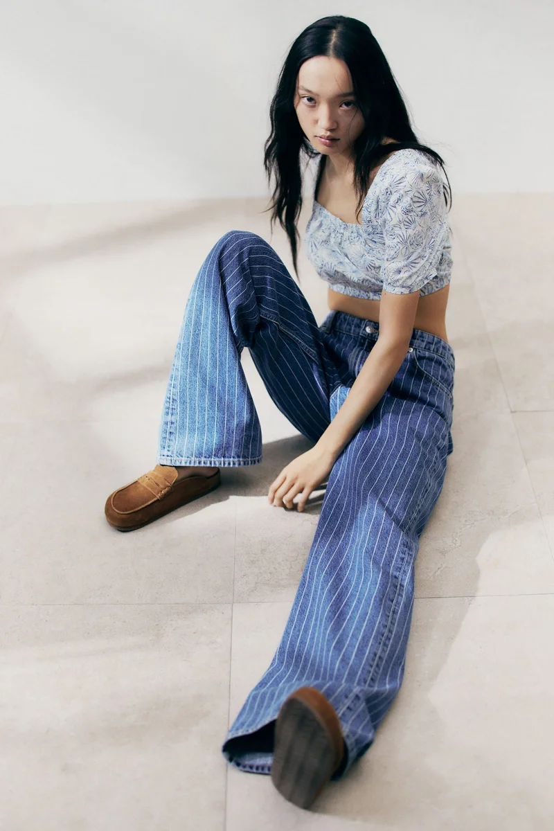 اتش اند ام بلوزة قطنية برباط