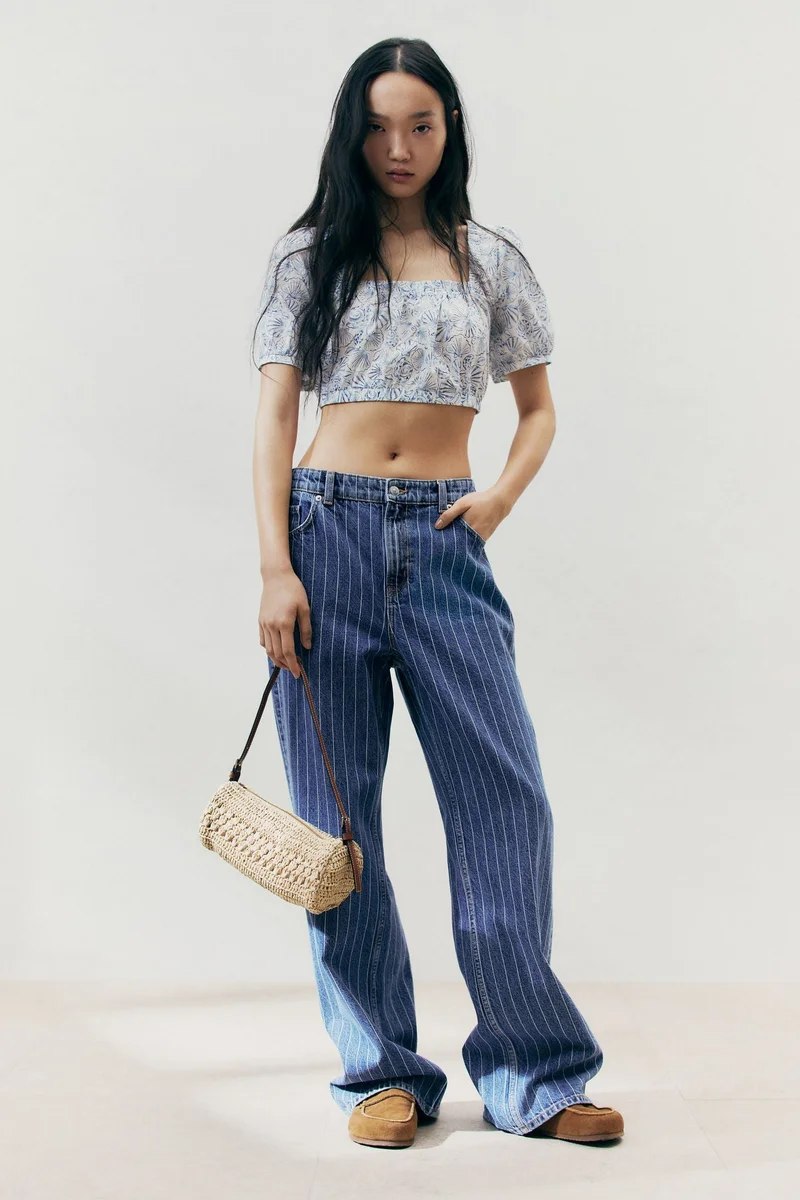 اتش اند ام بلوزة قطنية برباط