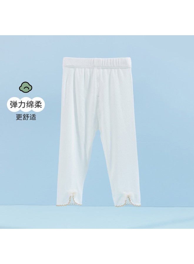 Bornbay Girls' Stretch Cotton 7/8 Pants - Summer Elastic Baby Toddler Soft Comfortable Casual Straight Leg Pants - Image 2