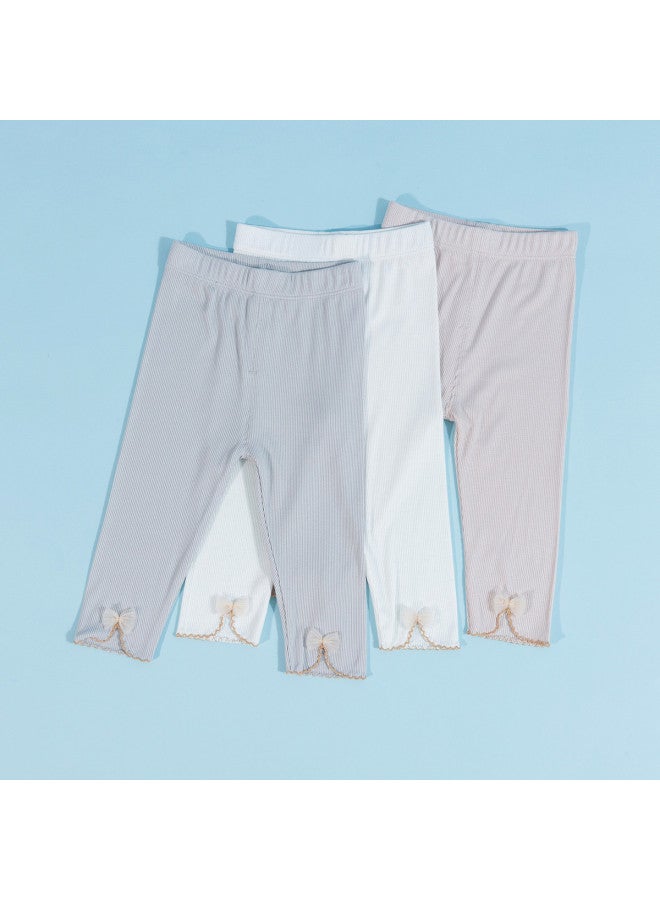 Bornbay Girls' Stretch Cotton 7/8 Pants - Summer Elastic Baby Toddler Soft Comfortable Casual Straight Leg Pants - Image 3