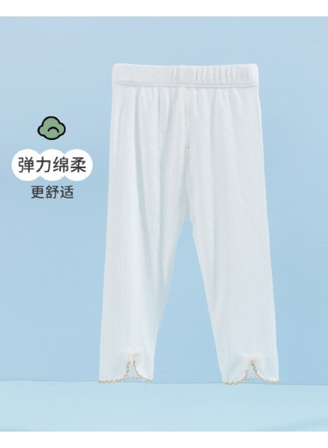 Bornbay Girls' Stretch Cotton 7/8 Pants - Summer Elastic Baby Toddler Soft Comfortable Casual Straight Leg Pants - Image 1