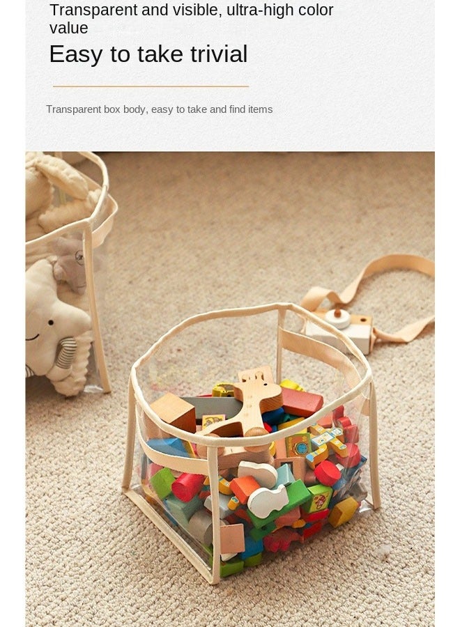Bukela Transparent Storage Bag PVC Waterproof Large Capacity Organizer for Toys Clothes Dolls Beige Square Medium 25x28x28cm  - Image 3