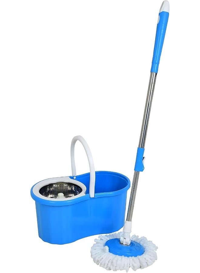 AKC Rotate Stainless Steel Wringer Spin Mop Bucket – 15 LTR Plastic Magic Mop System for Floor Cleaning, Easy Hand-Free Wringing, Durable & Rust-Resistant - Image 2