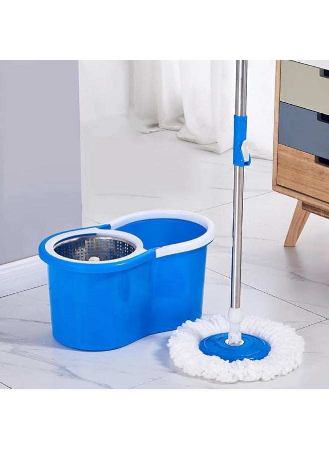 AKC Rotate Stainless Steel Wringer Spin Mop Bucket – 15 LTR Plastic Magic Mop System for Floor Cleaning, Easy Hand-Free Wringing, Durable & Rust-Resistant - Image 3