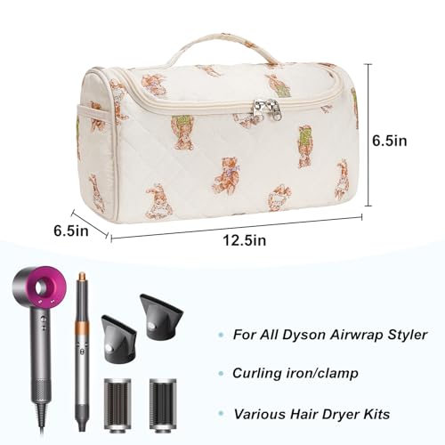 idoltimes Quilted Hair Tools Travel Bag, Cute Portable Organizer Case with Hanging Hook, Compatible with Dyson Airwrap Styler,Hair Curler Accessories - Image 2