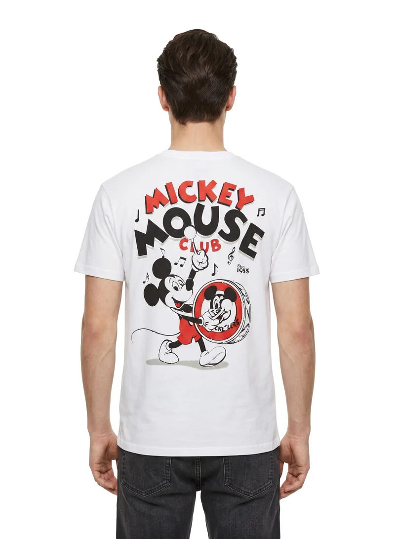 Disney Disney Mickey Mouse Club Graphic Oversized T-Shirt for Men | Casual Crew Neck Character Print Tee
