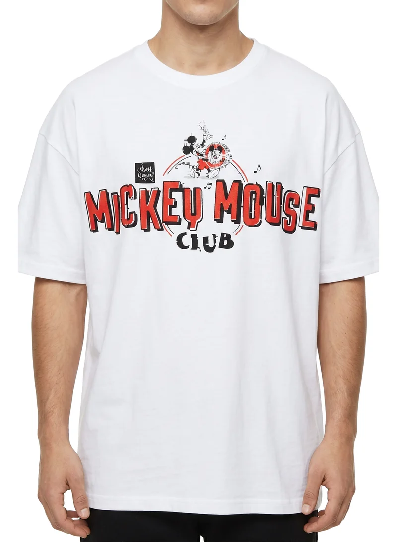 Disney  Disney Mickey Mouse Club Graphic Oversized T-Shirt for Men | Casual Crew Neck Character Print Tee for Men | Best Price UAE