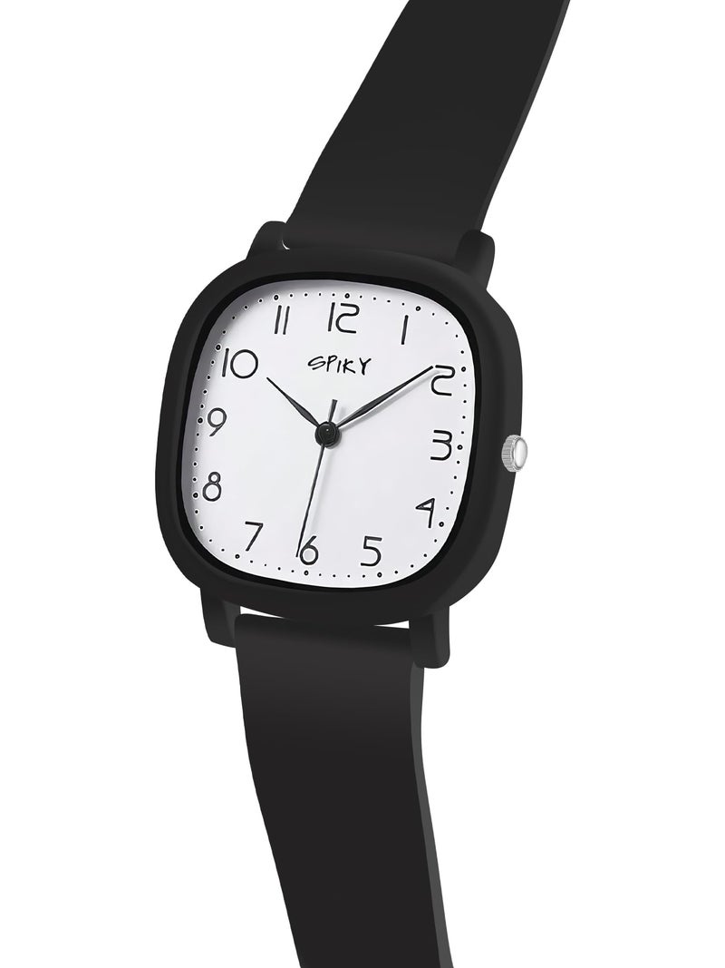 SPIKY Analog Watch for Kids (Black) | Water Resistant & Lightweight | Durable & Soft Silicone Strap | Stylish Unisex Birthday Gift | Casual Analogue Wrist Watches for Boys & Girls | Age 3-12 Years - Image 2