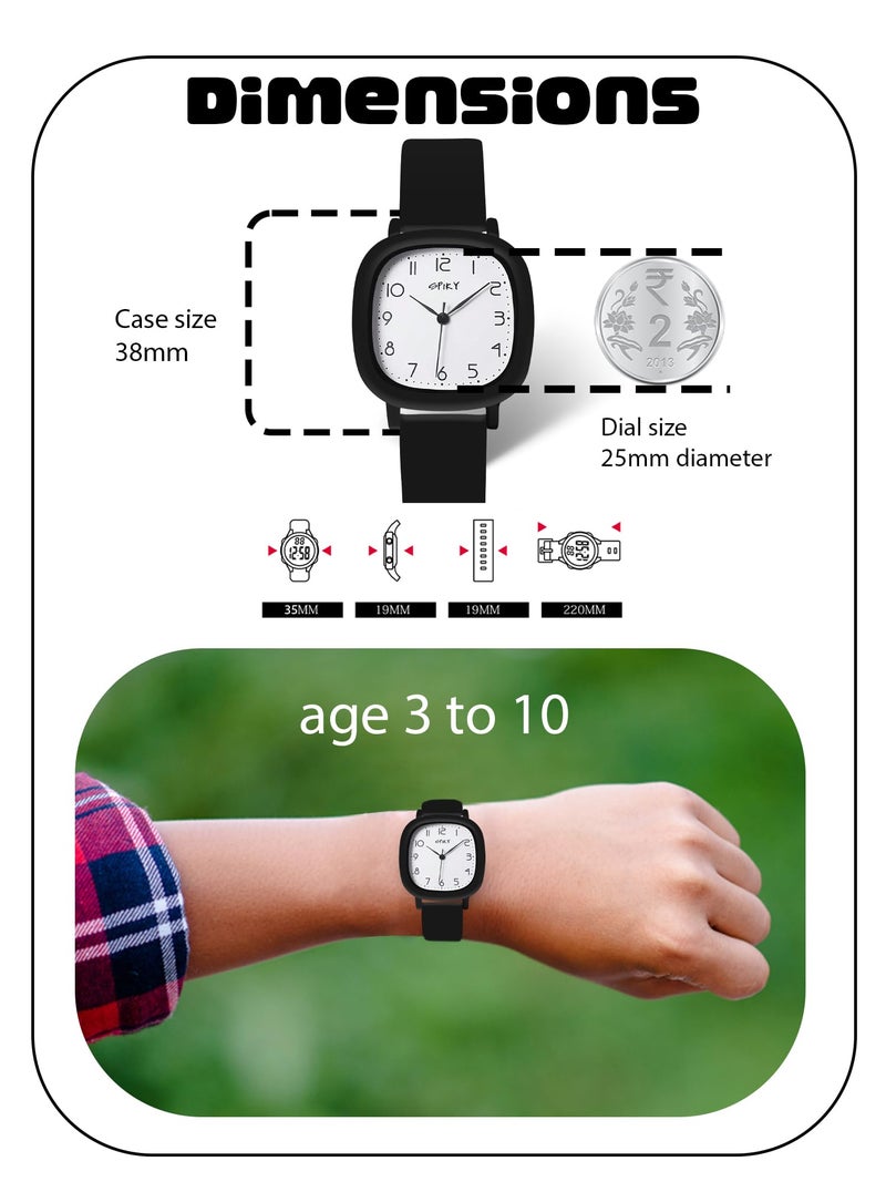 SPIKY Analog Watch for Kids (Black) | Water Resistant & Lightweight | Durable & Soft Silicone Strap | Stylish Unisex Birthday Gift | Casual Analogue Wrist Watches for Boys & Girls | Age 3-12 Years - Image 3