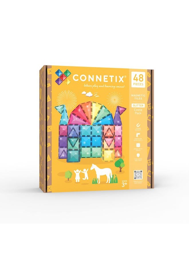Connetix 48 x Glitter Castle Magnetic Tiles - Image 1