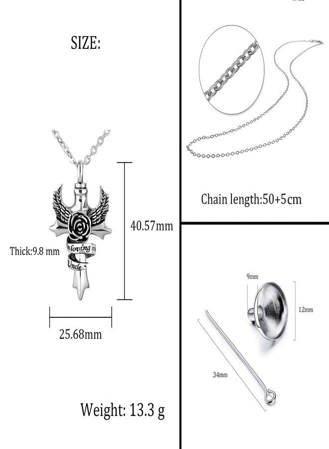 OutstandLong Sister Rose Cross Urn Necklace for Ashes Cremation Jewelry Angel Wings in Loving Memory Memorial Locket Keepsake Pendant Locket Ash Holder - Image 2
