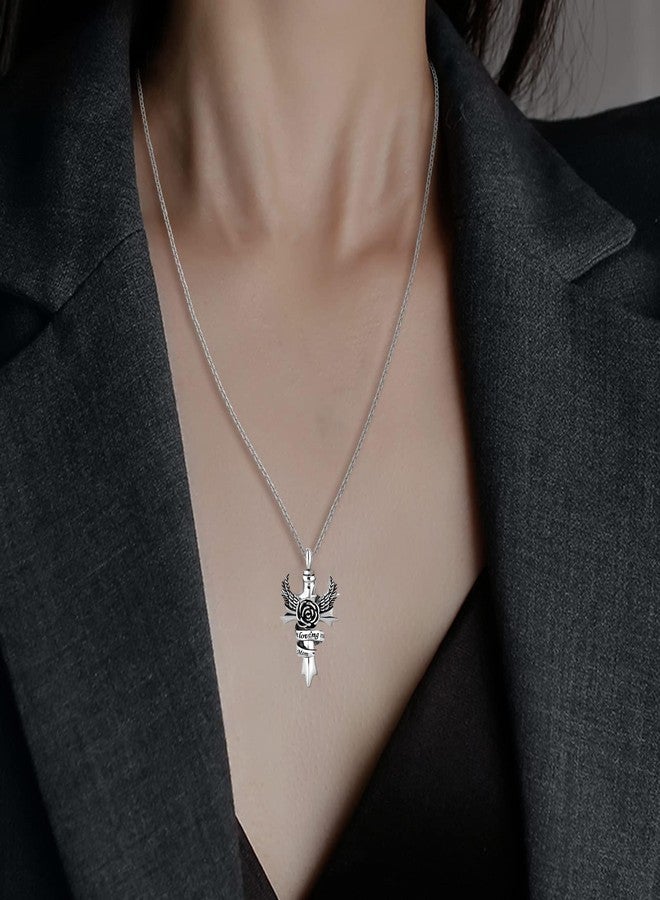 OutstandLong Sister Rose Cross Urn Necklace for Ashes Cremation Jewelry Angel Wings in Loving Memory Memorial Locket Keepsake Pendant Locket Ash Holder - Image 5