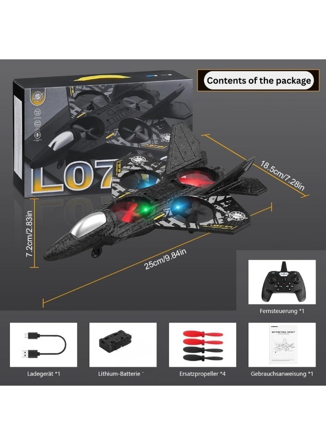 Remote Control Fighter Jet Airplane Toy – 2.4GHz RC Plane for Kids & Adults – Easy to Fly RTF Model with 3D Flips, USB Charging, LED Lights – L0712  - Image 3