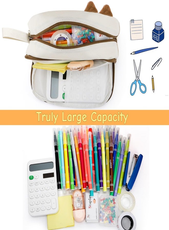 Jowgut 2 Pieces Cat Pencil Case, 3-Layer Large Capacity Pencil Pouches with Zipper, 3D Cute Cat Pen Bags Organizer for Office - Image 5