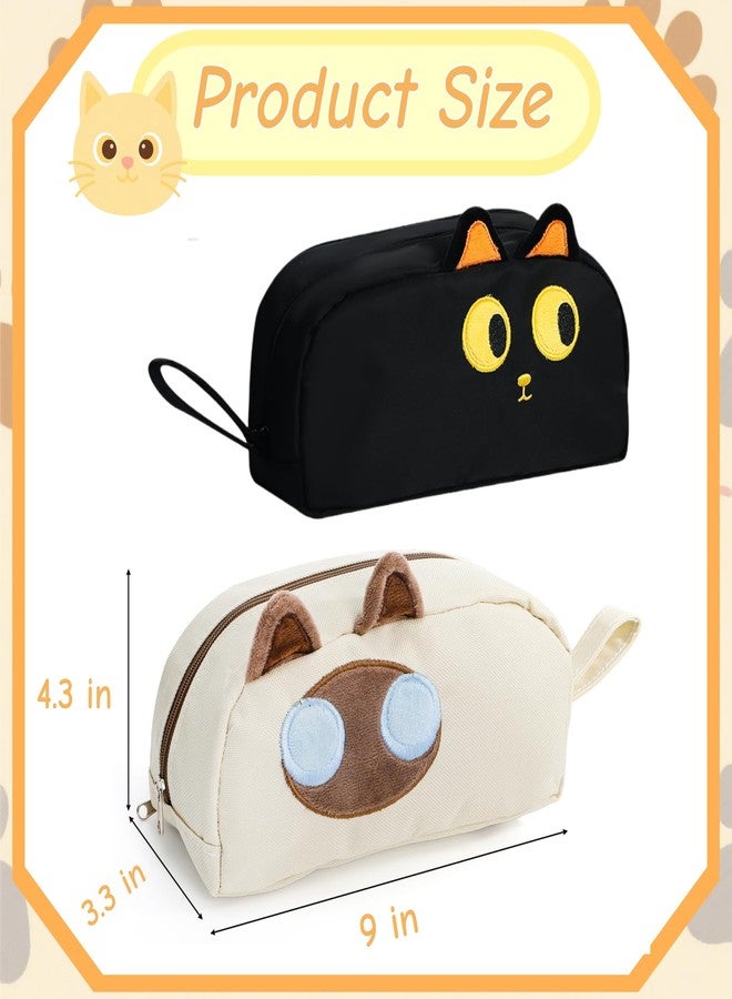 Jowgut 2 Pieces Cat Pencil Case, 3-Layer Large Capacity Pencil Pouches with Zipper, 3D Cute Cat Pen Bags Organizer for Office - Image 4