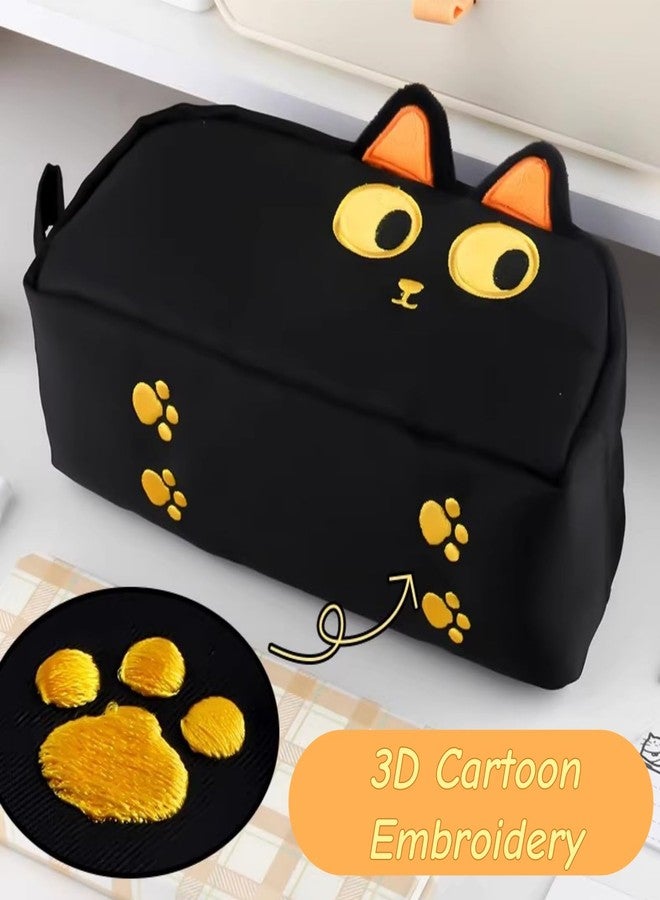 Jowgut 2 Pieces Cat Pencil Case, 3-Layer Large Capacity Pencil Pouches with Zipper, 3D Cute Cat Pen Bags Organizer for Office - Image 3