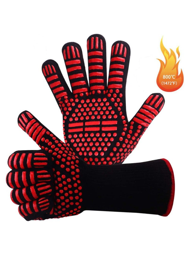 DubaiGallery BBQ Gloves Oven Gloves 1472℉/800℃ Heat Resistant Gloves, Non Slip BBQ Cooking Grill Gloves Oven Mitts Heat Resistant Kitchen Oven Mitts Grilling Gloves for BBQ Smoker, Baking Cooking - Image 2
