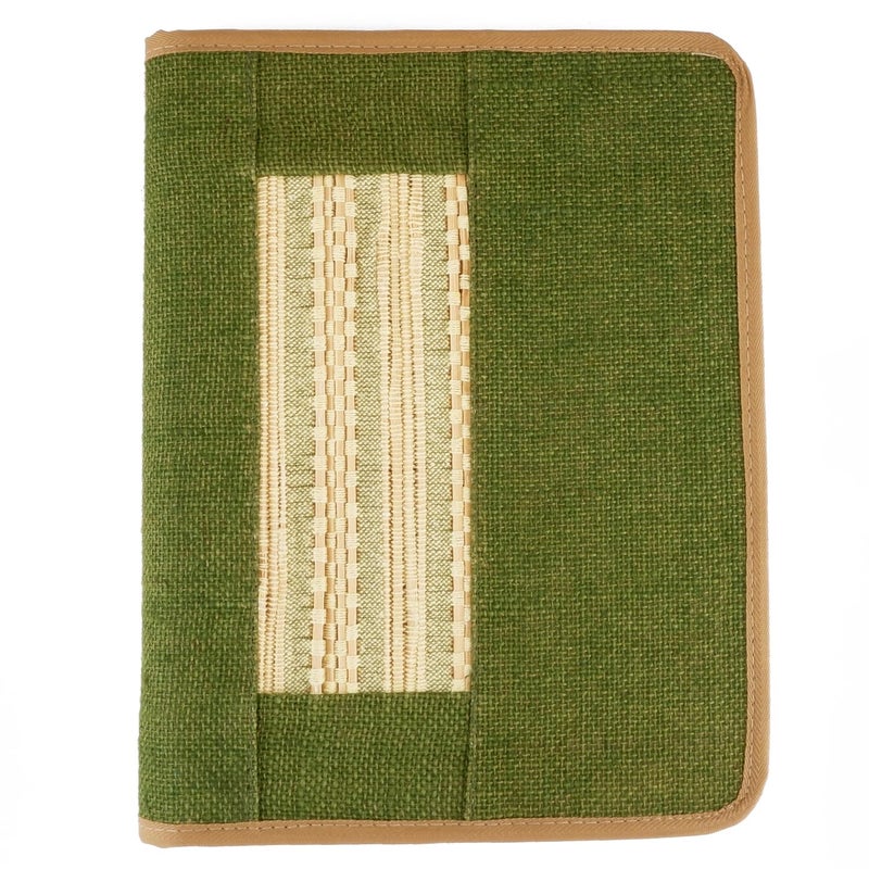 Asraw A4 Jute Professional File Folder Document Zipper Organizer for Corporate Meetings, Interview Portfolio, Certificates, Document Holder, Jute Conference File Folder (Green) - Image 1