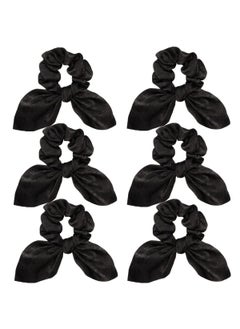 Sufermoe 6 Pcs Silk Hair Accessories  Scrunchies Bands Bows Ropes Elastics Bracelets Ponytail Holders for Women and Girls 3840 Black 