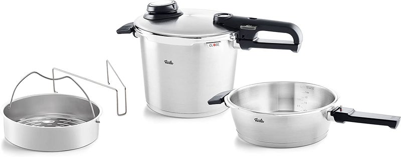 Fissler Vitavit Premium Pressure Cooker and Pressure Skillet Set 26 Quart and 63 Quart