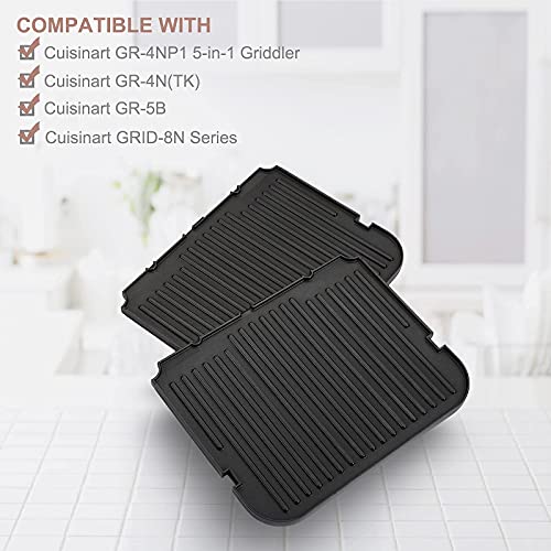 FOCOllK Griddler Plates Replacement for Cuisinart GR-4NP1 5-in-1 Grill & Panini Press - Griddle Accessories, BPA Free, 2Pcs - Image 2