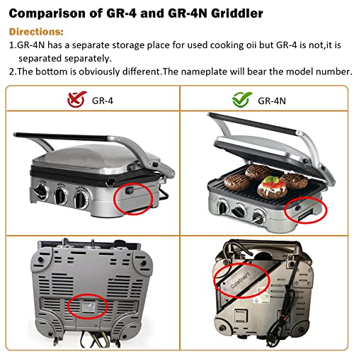 FOCOllK Griddler Plates Replacement for Cuisinart GR-4NP1 5-in-1 Grill & Panini Press - Griddle Accessories, BPA Free, 2Pcs - Image 4
