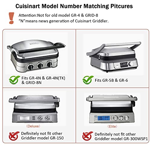 FOCOllK Griddler Plates Replacement for Cuisinart GR-4NP1 5-in-1 Grill & Panini Press - Griddle Accessories, BPA Free, 2Pcs - Image 3