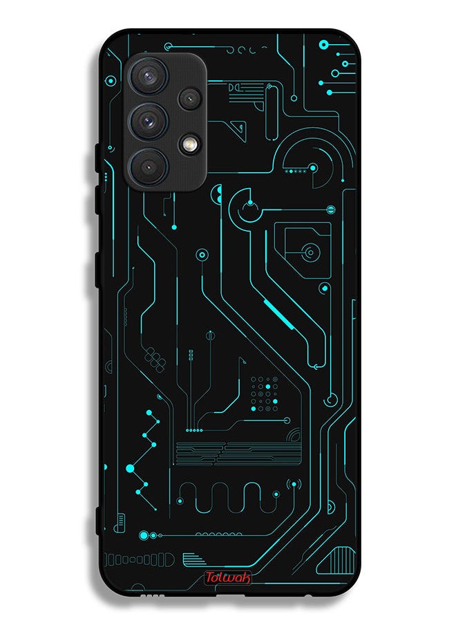 Tolwak - غطاء حماية لهاتف Samsung Galaxy A32 4G دوائر فنية رقمية بسيطة شاشات متعددة - Image 1