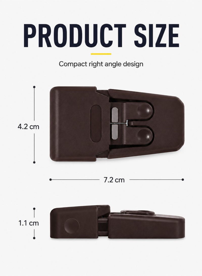10 Pack Safe Drawer Locks, Baby Proofing Angle Type Drawer Lock, Child Safety Locks for Cabinets, Dual button Baby Proofing Corner Locks with Strong, Adhesive for Cabinet (Brown) - Image 3
