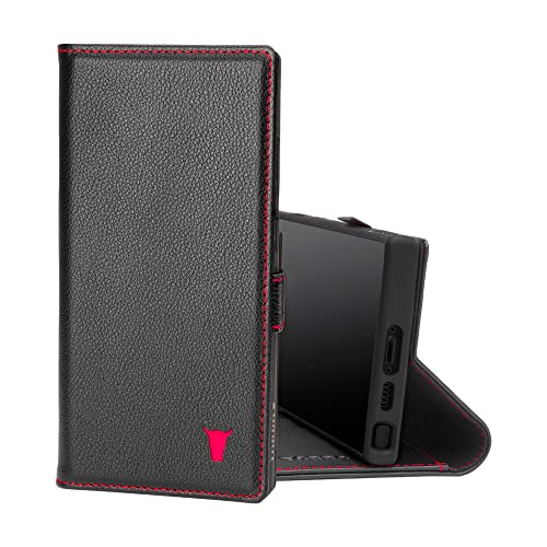 TORRO Case Compatible with Samsung Galaxy S23 Ultra 5G – Premium Leather Wallet Case with Kickstand and Card Slots (Black) - Image 1