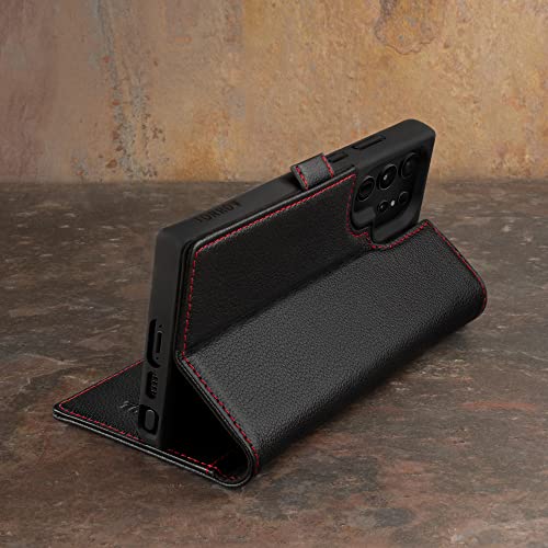TORRO Case Compatible with Samsung Galaxy S23 Ultra 5G – Premium Leather Wallet Case with Kickstand and Card Slots (Black) - Image 3