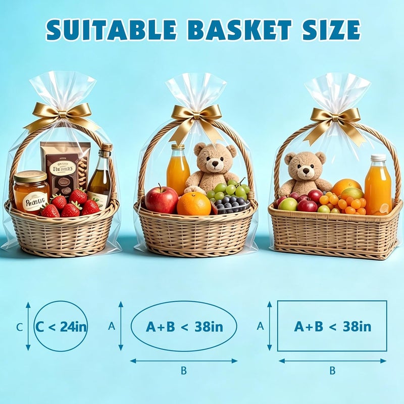 NUITPY 8 Pcs Large Cellophane Bags, 40 x 50 Inches for Gift Baskets - Image 4