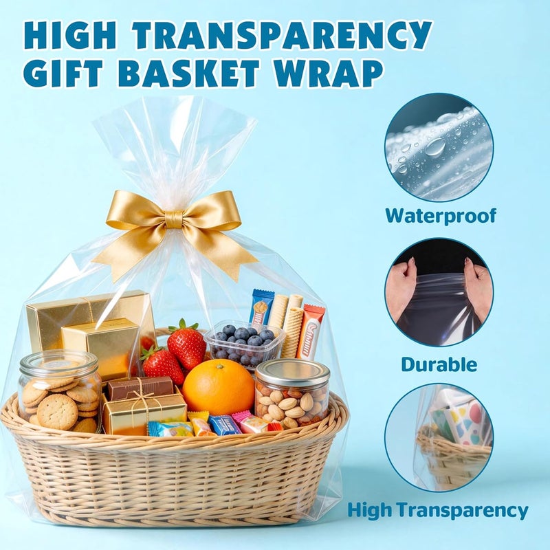 NUITPY 8 Pcs Large Cellophane Bags, 40 x 50 Inches for Gift Baskets - Image 3