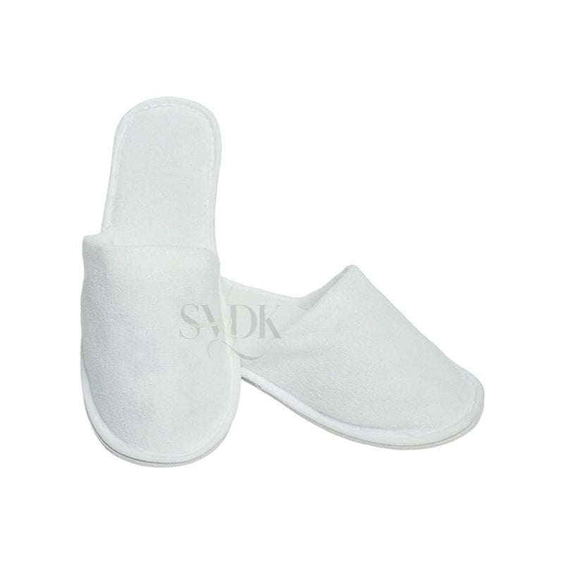 SVDK White Pack of 6 Pair Disposable Slippers Cotton Closed Toe Hotel Salons Spa Slippers for Women and Men Breathable NonSlip Slippers for Hotel Guests Home or Commercial Use - Image 3