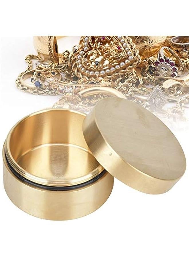 Brass Pill Case , Brass Mini Pill Container , Outdoor watertight Round Shape Brass Box , Metal Jewelry Sealed Container for Outdoor Sports , Camping , Hiking and Traveling(S) - Image 5