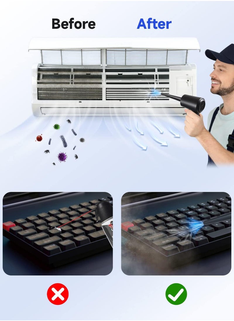 Generic Compressed Air Duster, 3 Gear to 51000RPM Electric Air Duster Portable Air Blower with LED Light, 6000mAh Rechargeable Cordless Air Duster for Computer Keyboard Fast Charge  - Image 2