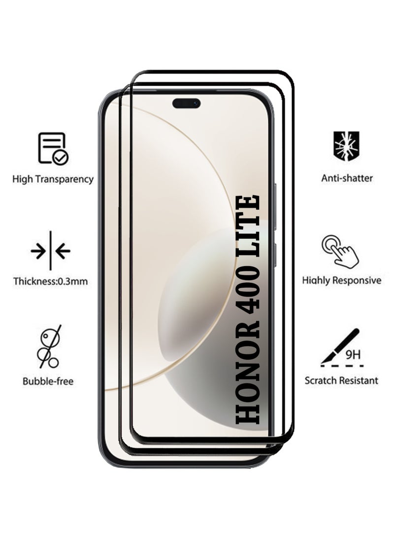 2 Pack Screen Protector for Honor 400 Lite | Tempered Glass Available in Combo Pack Compatible with Honor 400 Lite | Screen Protector Full HD Quality Tempered Glass Anti-Scratch Edge to Edge Coverage with Easy Installation Kit - Black - view 2